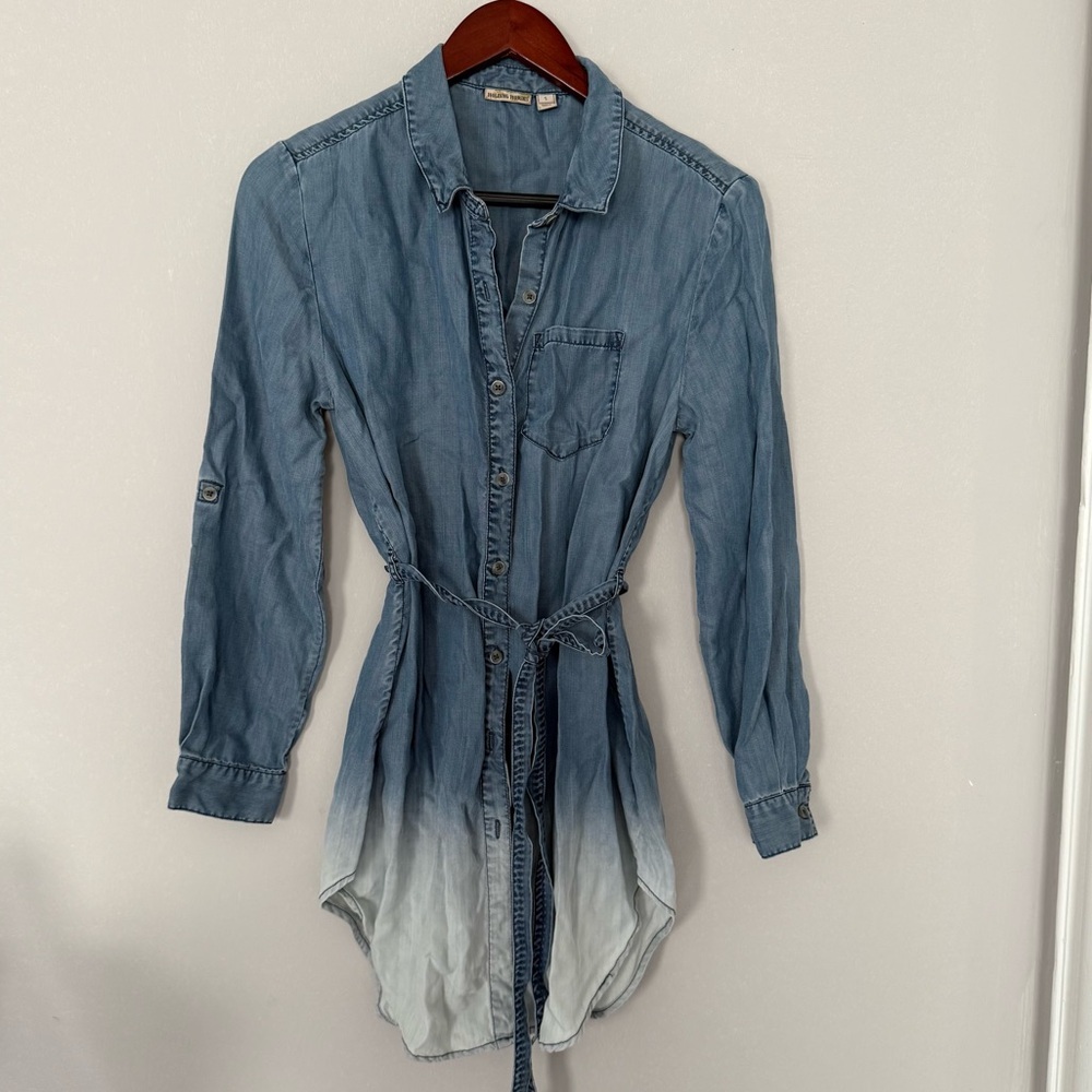 Holding Horses Denim button down Blue Top dress size S